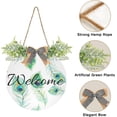 thumbnail image 2 of Peacock Feather Welcome Sign for Front Door, Round Sign Hanging Welcome Sign Welcome Wreath for Farmhouse Porch Door Home Decor, 2 of 7