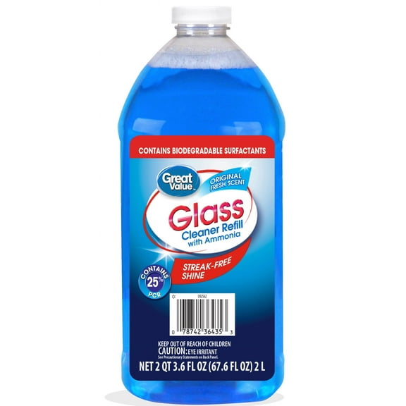 Great Value Glass Cleaner Refill, Streak-Free Shine, 67.6 fl oz