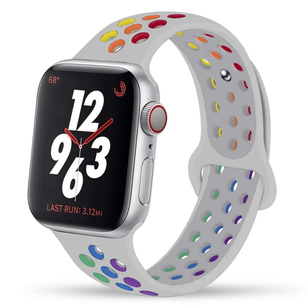 Amanecer dominar pierna YuiYuKa Silicone Strap for Apple Watch Band 38mm 49mm 42mm 40mm 44mm 41mm  45mm,Smartwatch Wristbands Adjustable Breathable Sport Bands for iWatch  Series 8 Ultra 7 6 5 4 3 2 1 SE, rainbow-gray - Walmart.com