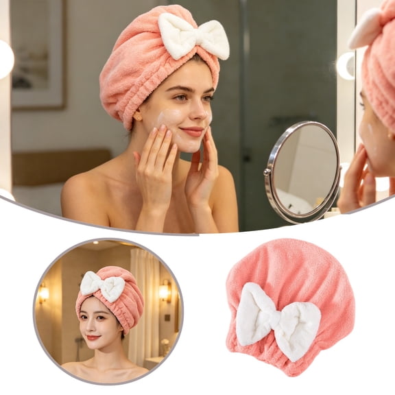 Microfiber Hair Drying Turban Wrap Absorbent Towel Cap Soft Thick Hair Drying Hat for Wet Curly and Long Hair