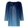 thumbnail image 4 of JULMCOMO 3/4 Length Sleeve Blouses for Women Summer Gradient Print V-Neck Tshirts Three Quarter Sleeve Casual Tee Shirts Button Up Loose Fitting Shirts, 4 of 5