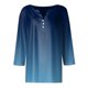 thumbnail image 4 of Camiseta para Mujer Camiseta Estampada Botón Manga 3/4 Diario Fin de Semana Moda Básica Cuello en V Regular Top Azul/2XL, 4 of 5