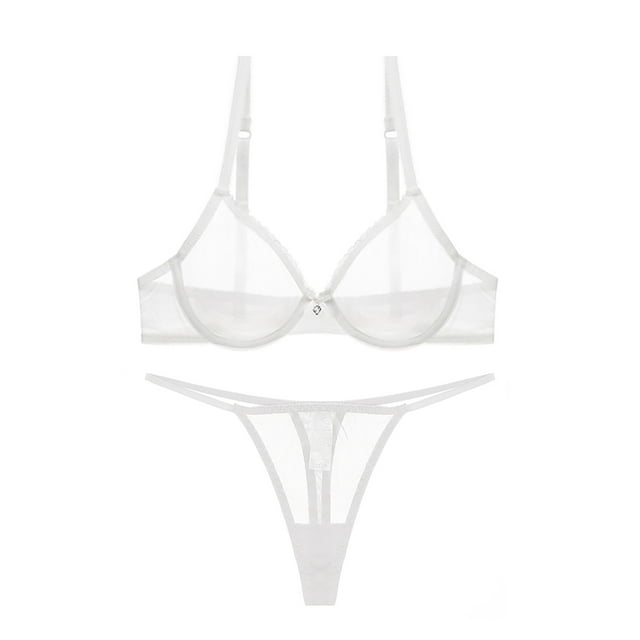 Varsbaby Ensemble de Lingerie Transparent pour Femmes avec Soutien-Gorge à Armatures et String