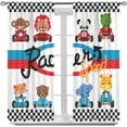 thumbnail image 5 of Cartoon Racing Car Blackout Curtains for Kids Room,Colorful Fun Animal Racing Car Cartoon Style Print Blackout Rod Pocket Window Treatments Drapes for Bedroom Living Room Home Decor72x63in, 5 of 8