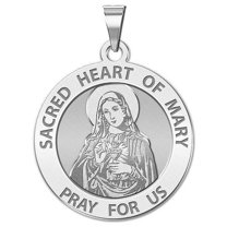 PicturesOnGold.com Sacred Heart of Mary Religious Medal Female Adult- 2/3 inch Size of Dime, Sterling Silver