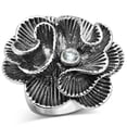 thumbnail image 1 of Women Rhodium Brass Ring with AAA Grade CZ in Clear - Size 6, 1 of 1