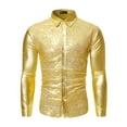 thumbnail image 5 of INSPIRE CHIC Men's Shiny Sequins Shirt Long Sleeves Slim Fit Disco Party Shirt, 5 of 6