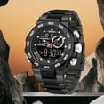 thumbnail image 4 of 2025 New Men's Digital Sports Watch - Military Style, Multifunctional, 5ATM Water Resistant, Stopwatch, Countdown, Triple Time, Luminous, Steel/TPU Strap Option, 4 of 18