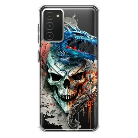 MUNDAZE Samsung Galaxy A03S Fantasy Blue Dragon Dream Skull Double Layer Phone Case Cover