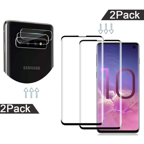 [2 Pack] Galaxy S10 5G Tempered Glass Screen Protector & Camera Lens Protector, Allytech HD Clear Full Coverage Support Fingerprint Sensor Bubble Free Anti-Scratch for Samsung Galaxy S10 5G