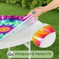 thumbnail image 5 of Colorful Rainbow Tie Dye Spiral Pattern Round Fitted Tablecloth with Elastic Edge,Dining Table Cover Waterproof,Outdoor Round Tablecloth for Camping,Dining,Indoor and Outdoor, 5 of 7