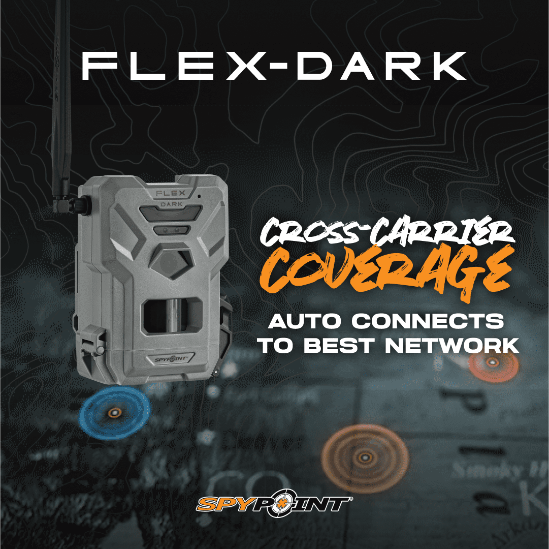 SPYPOINT Flex-Dark Cellular Trail Camera, 40MP Photos and 1080p Videos w/Sound, Double The Battery Capacity, GPS-Enabled, Dual-SIM LTE Connectivity, 100' Flash & Detection Range, 4 Capture Modes
