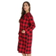 thumbnail image 2 of Dreamcrest Women’s Snap-Front House Coat Flannel Duster Robe with Pockets (Red - Buffalo Plaid, 3X), 2 of 3