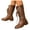 Brown, variant on Dakaela Western Cowgirl Boots for Women Cowboy Wide Mid Calf Booties Lace up Combat Dress Motorcycle Riding Shoes Black 9
