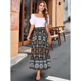 thumbnail image 2 of DARING DIVA Women's Bohemian High Waist A Line Maxi Skirts S Black, 2 of 8