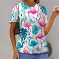 thumbnail image 6 of Flamingo Pattern Women's T-Shirt Short Sleeve T Shirts Tops Tee Ladies Loose T, 6 of 6