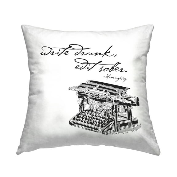 Stupell Industries Write Drunk Edit Sober Vintage Typewriter Quote Design by Amy Brinkman Throw Pillow