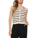 thumbnail image 1 of Chaleco de punto sin mangas de cuello en V con botones INSPIRE CHIC para mujer, talla XL, color beige, 1 of 6