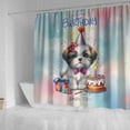 thumbnail image 4 of Happy Birthday Cute Puppy Shih Tzu with Cake Gifts Party Hat Shower Curtain Lion Dog Lover Gifts Waterproof Bathroom Bathtub Curtain - 00029, 4 of 5