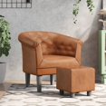 thumbnail image 1 of vidaXL Tub Chair with Footstool Brown Faux Leather, 1 of 5