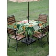 thumbnail image 4 of Outdoor Tablecloth with Umbrella Hole for Patio/Picnic/Party/Camping, Pink Flamingo Waterproof Table Cloth Square Cover Washable, Summer Tropical Palm Leaves Green Plaid (60"x 60"), 4 of 9