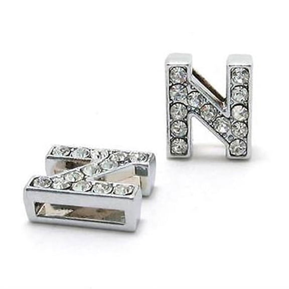 10Pcs A-Z 8mm Rhinestone Slide Letter Charm DIY for Leather Name Bracelet Belt