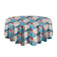 thumbnail image 5 of Blue Red Checkered Pattern Round Tablecloth 60"x60",Wrinkle Wipeable Table Cloth for Kitchen Dining Room Picnic Patio Party, 5 of 6