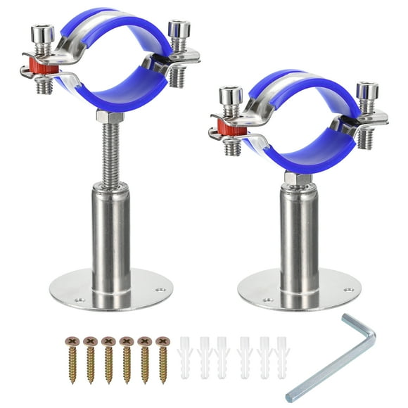 Unique Bargains 2Pack Pipe Supports Adjustable Pipe Bracket Clamp Pipe Strap Fit for 45-48mm Pipe