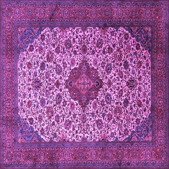 Ahgly Company Indoor Square Medallion Purple Traditional Area Rugs, 8' Square