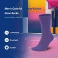 thumbnail image 2 of Sakusock Men's Colorful Combed Cotton Crew Socks – Dress Neon Vivid Color Sport Crazy Fashion Socks 4-PACK (7-10, Purple), 2 of 6