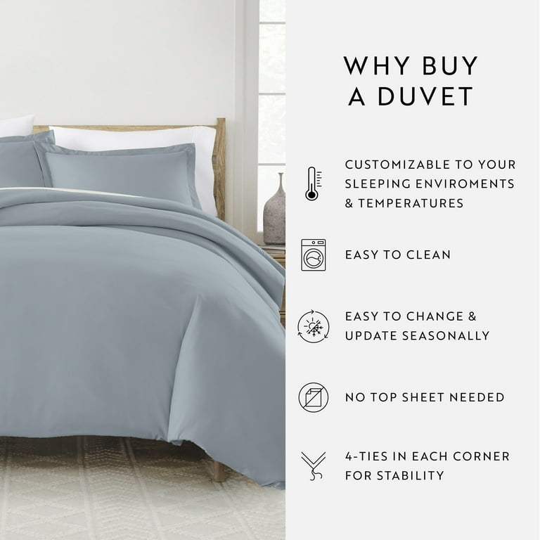 Noble Linens Light Blue Duvet Cover Set, Full/Queen photo 5