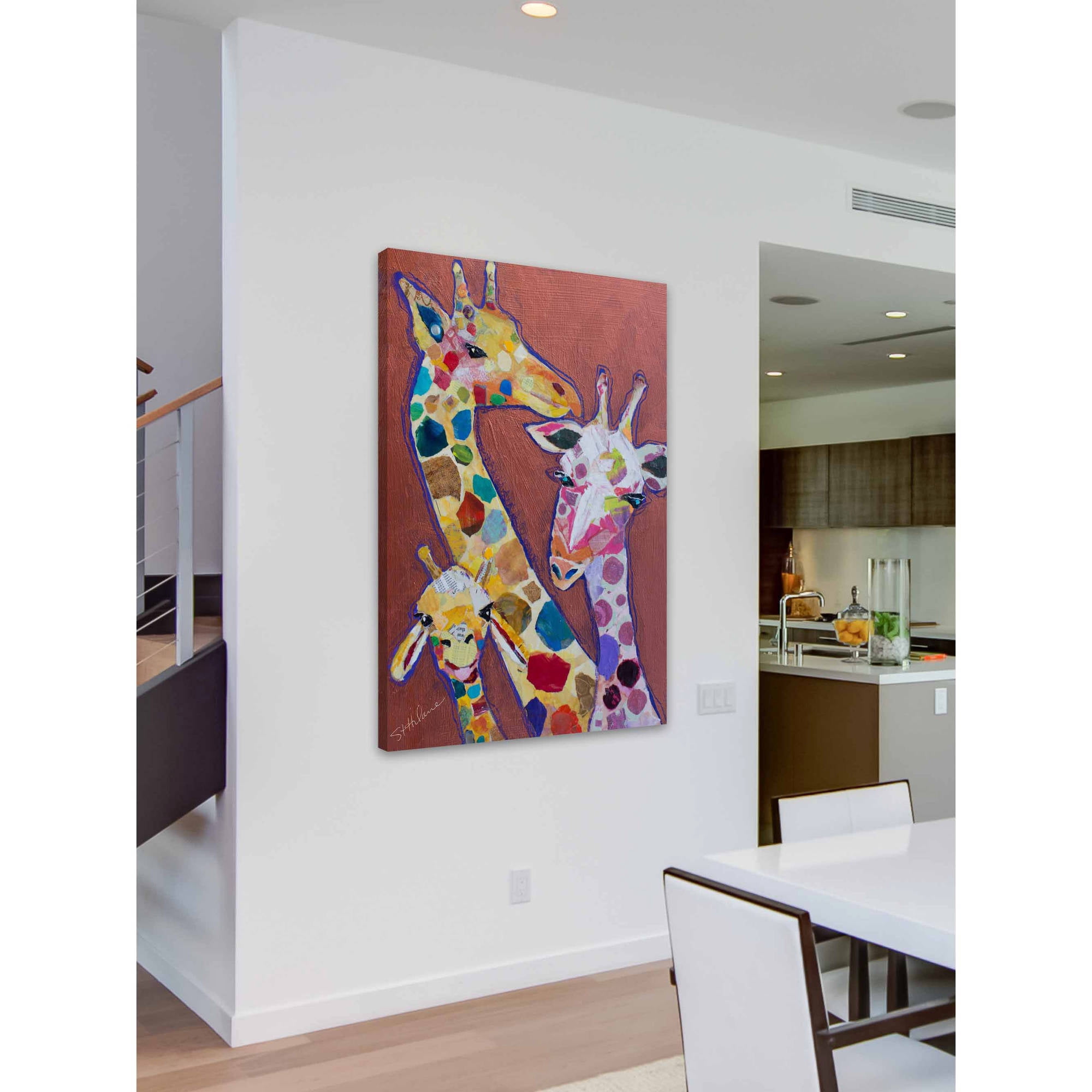 "Trois Girafes" Painting Print on Wrapped Canvas