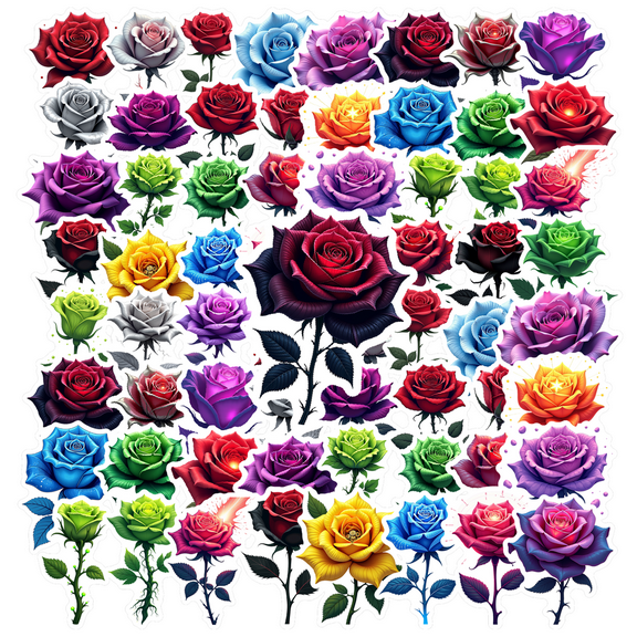 realistic Rose Stickers Stickers, Waterproof Rose Stickers Sticker for Water Bottle Laptop Phone Cases Planner Skateboard Luggage Helmet Party Favor Decor, Ideal for Adults Teens Teacher Rewards