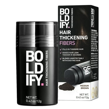 BOLDIFY Hair Thickening Fibers, Fill In Fine and Thinning Hair, Medium Brown, 12g