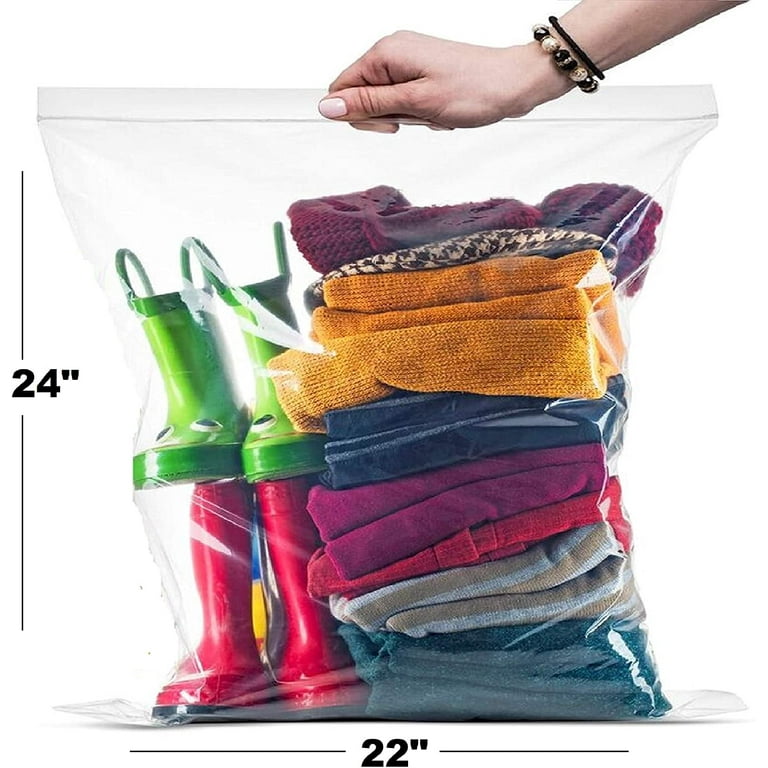 Shiny Select extra large big 10 gallon size clear plastic totes, zippered  storage bags for home, travel, moving, clothing, space saver clo