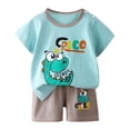 thumbnail image 1 of Ensemble 2 Pcs pour Enfants Garçons Filles Été Imprimé Dessin Animé Manches Courtes Hauts et Shorts, 1 of 4
