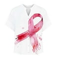 thumbnail image 5 of JTZGDY Pink Ribbon Shirts for Women Loose Lightweight Casual Cotton Linen Breast Cancer Awareness Tshirts Short Sleeve Button Down V Neck Graphic Tee Shirt Tops Pink#02 M, 5 of 5