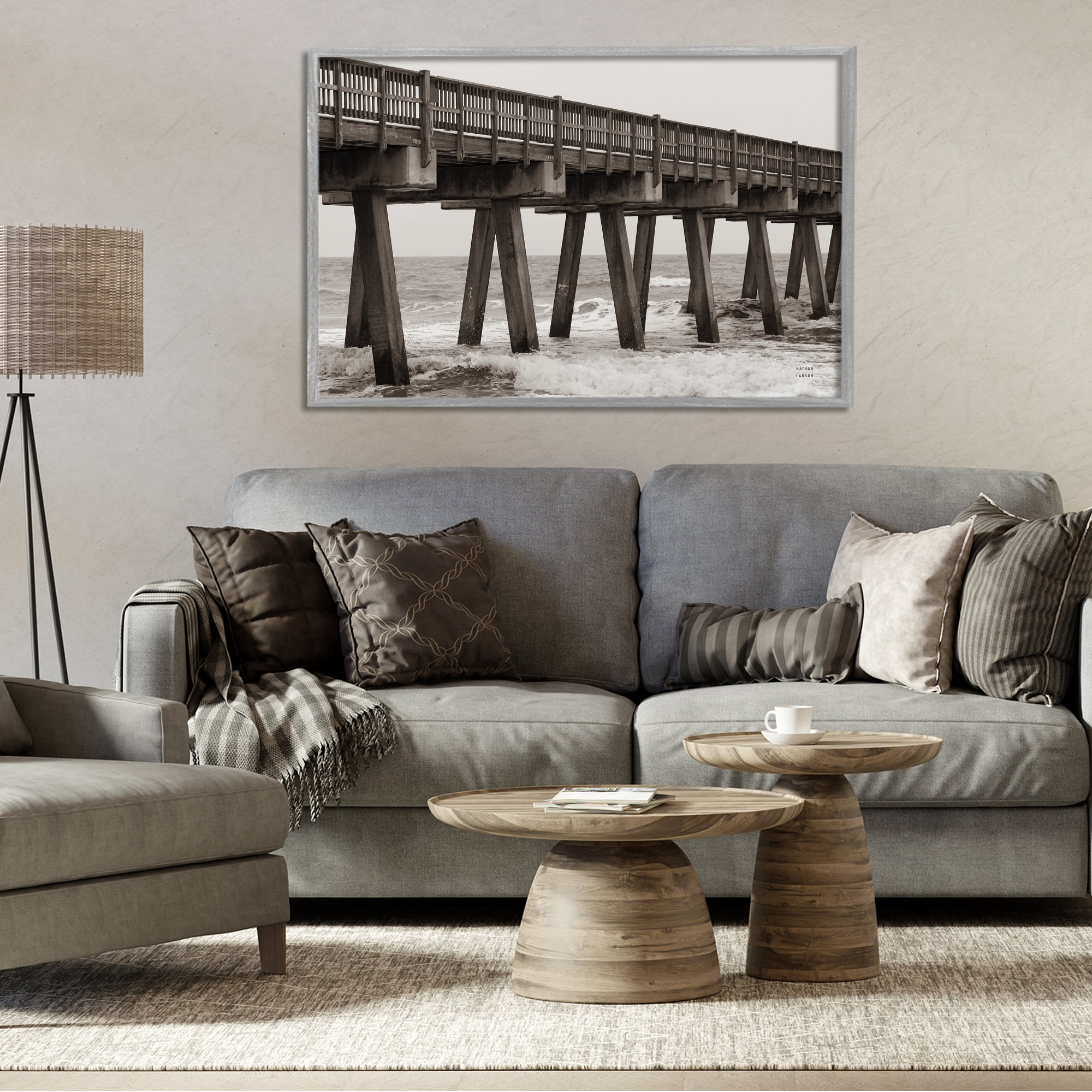 Stupell Industries Pier Angles Structure Gray Framed Giclee Art, design by Nathan Larson