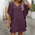 thumbnail image 2 of Swimsuit Coverup for Women V Neck Ruffled Beach Cover Ups Loose Fit Swimwear Swim Cover Up Beachwear, 2 of 6