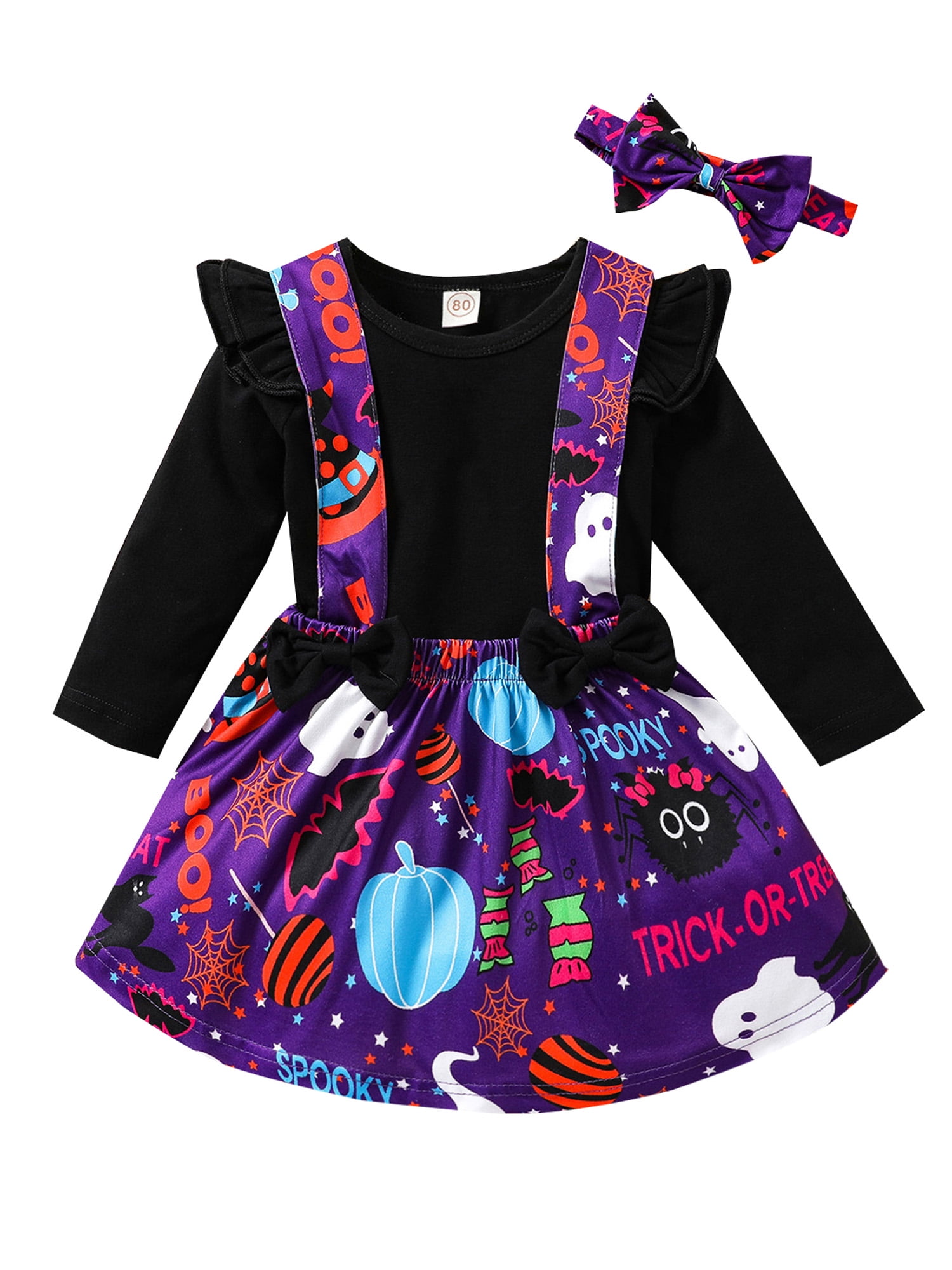 Canrulo Kids Baby Girls Halloween Clothes Sets Long Sleeve Tops Cartoon