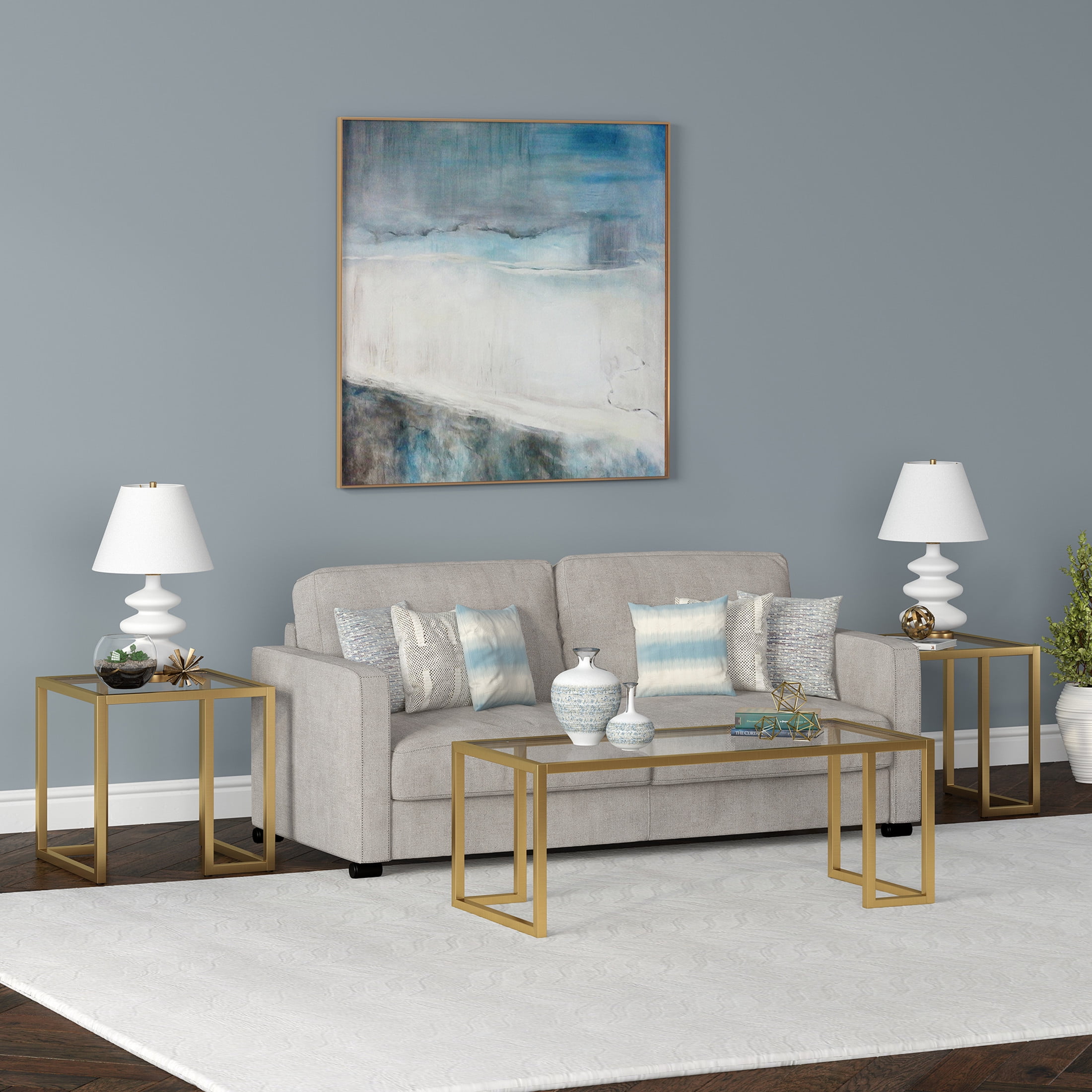Evelyn&Zoe Oscar 45" Wide Rectangular Coffee Table in Brass