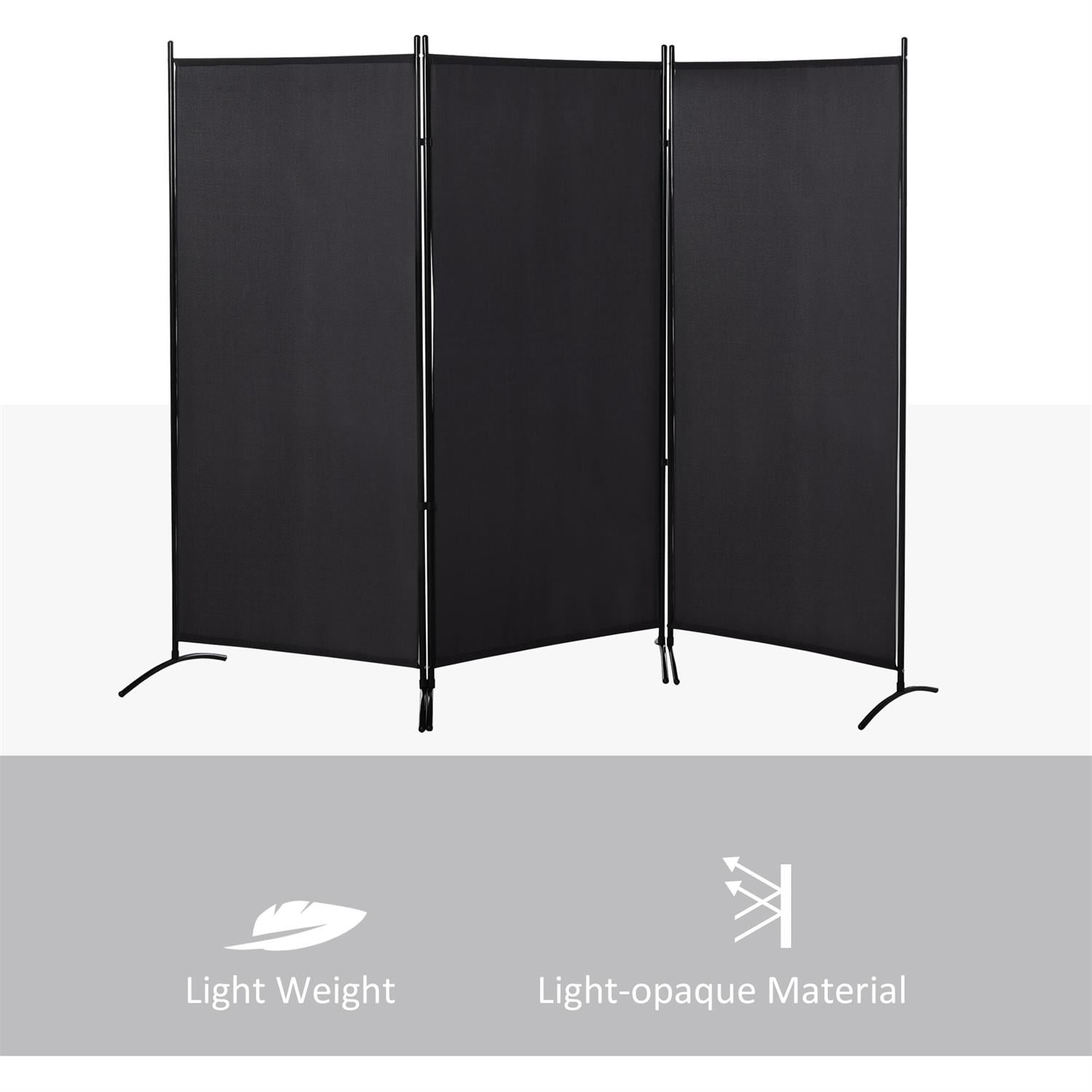 Demi Bonn 6ft Room Divider Screen, Privacy Panel for Home Office Decor, 3-Panel Design for Indoor Use, Space Separation, Black