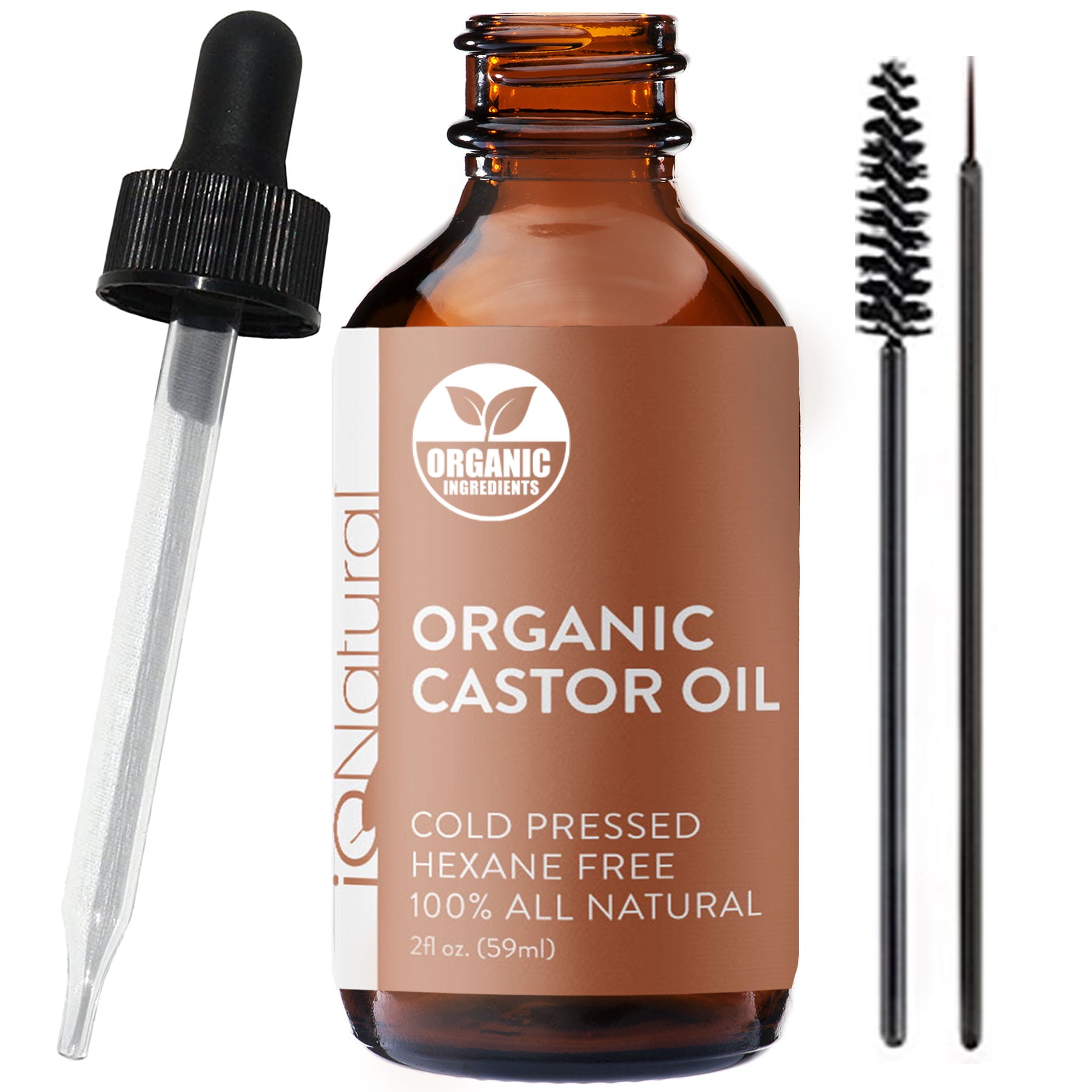 iQ Natural, 100% Organic Pure Castor Oil, Boost Growth for Eyelashes, Hair,  Eyebrows,  fl oz 