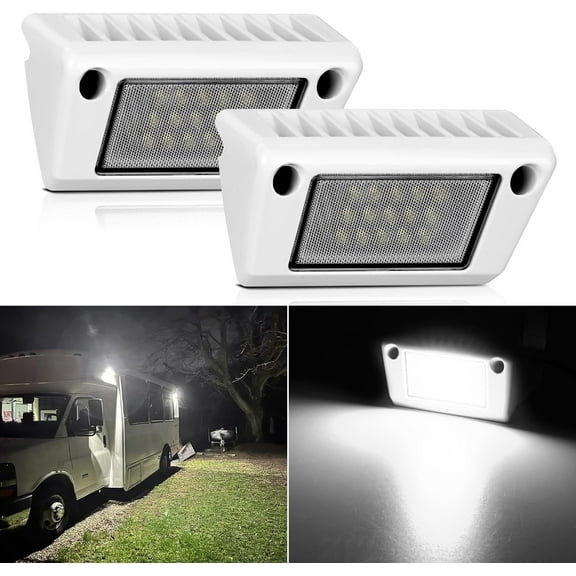 Nilight RV Exterior Light 2PCS 5Inch Porch Lights White Beam 12V 24V LED Scene Cargo Lighting White Aluminum Housing for RV Trailers Travel Campers 5th Wheels Motorhome SUV Truck