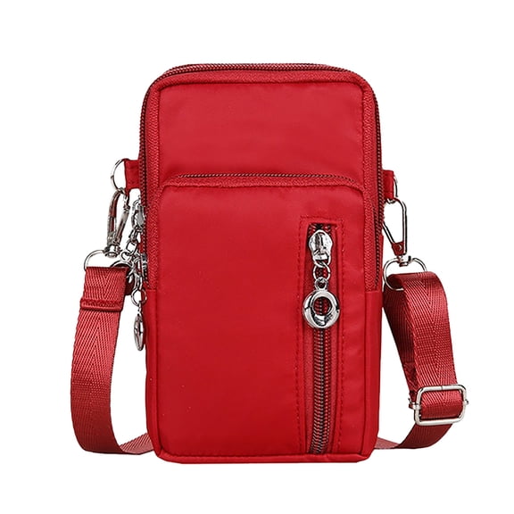 Stylago Women's Crossbody Phone Bags with Detachable Strap Portable Zipper Wristlet Wallet Nylon Shoulder Purse for Ladies Outdoors Red