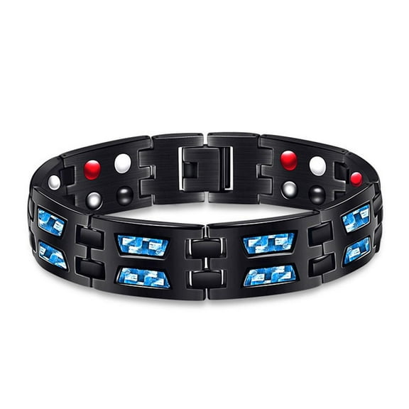 Wide Version Magnet Bracelet For Men, Blue Alloy Material, Perfect Accessory For Vacations And Holidays