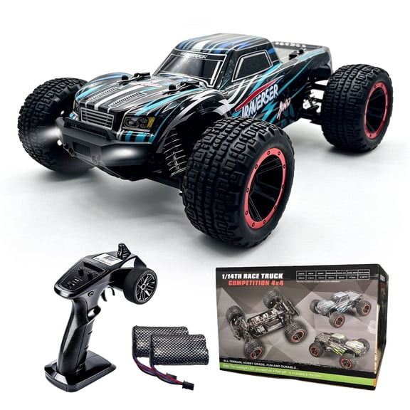 Xuanlur 1:14 Fast Brushless RC Car for Adults, Max 40 mph Off-Road Truck w/2.4 GHz High Speed Remote Control,4WD, All Terrain Truggy for Snow, Sand & Mud, Blue