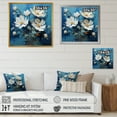 thumbnail image 4 of Designart "Quirky White And Blue Flowers" Flowers Floater Framed Wall Art Living Room, 4 of 5