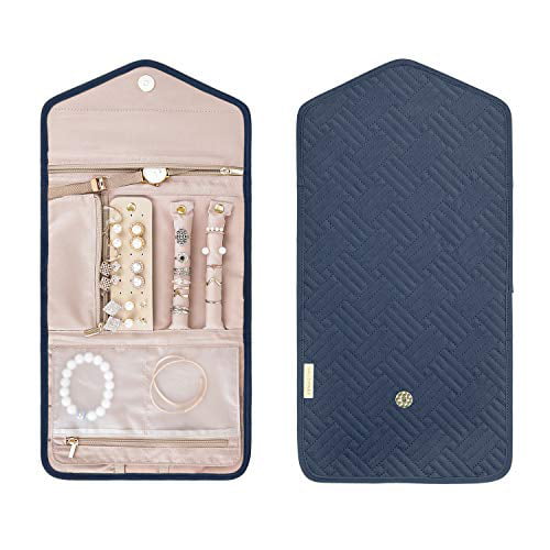 Necklaces Smokey Blue Bracelets BAGSMART Travel Jewelry Organizer Roll Foldable Jewelry Case for Journey-Rings Earrings 