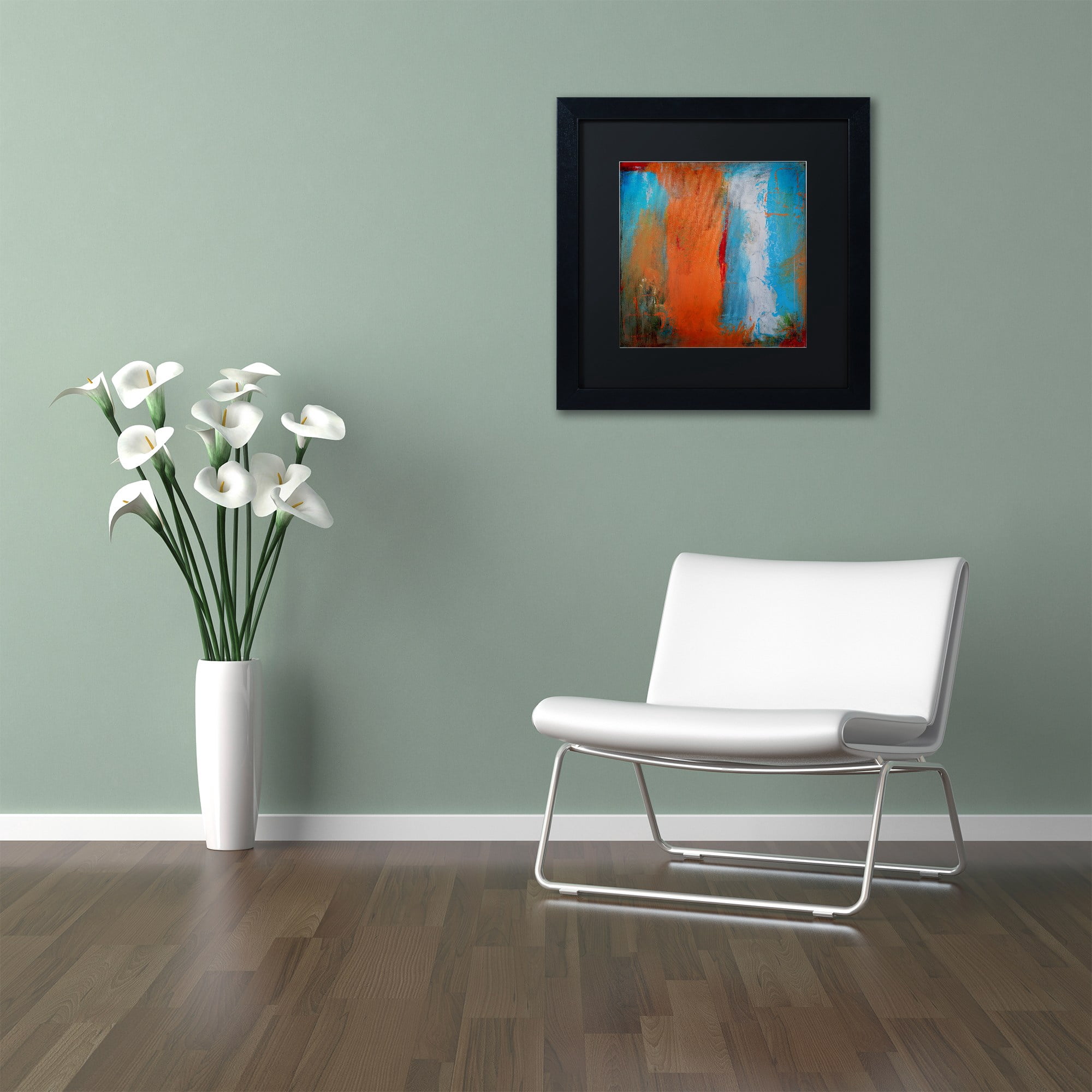 Trademark Fine Art "Orange Swatch" Canvas Art by Nicole Dietz Black Matte, Black Frame